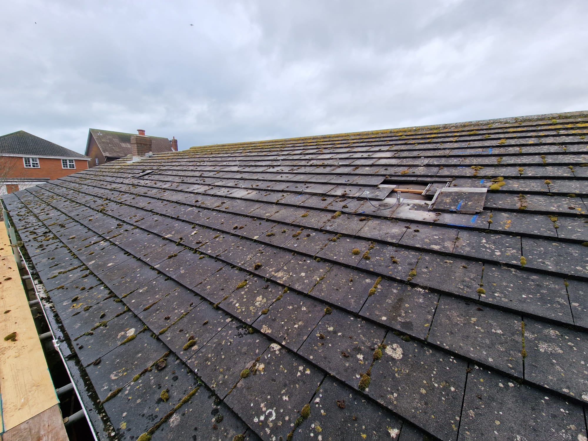 Roof being prepared for solar fixings