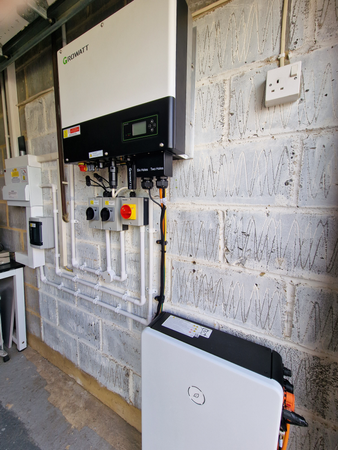 Growatt Hybrid Inverter and battery in location at a customer’s house